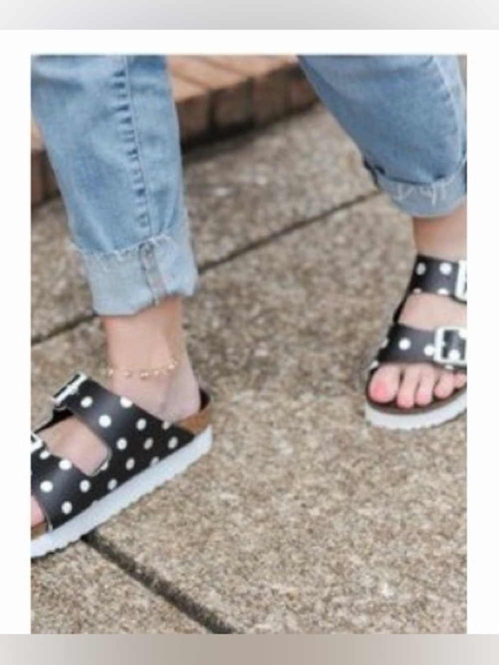 Birkenstock Arizona Papillio Platform sandals black  white polka dot design - Picture 2 of 8